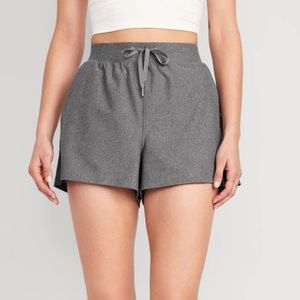 Old Navy | PowerSoft High Waisted Drawstring Shorts 3” Inseam in “Carbon” Gray